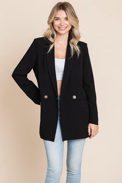 Long Double Breasted Lapel Collar Blazers