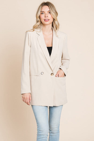 Long Double Breasted Lapel Collar Blazers