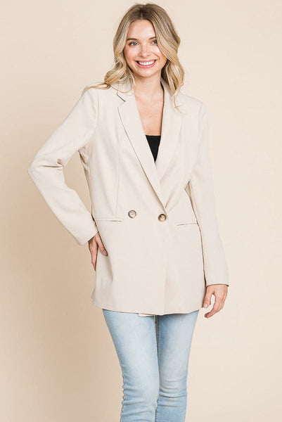 Long Double Breasted Lapel Collar Blazers