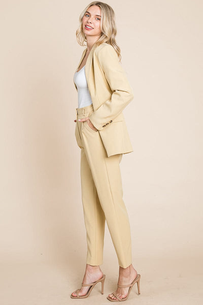 Single Breasted Blazer & High Waisted Pants Set