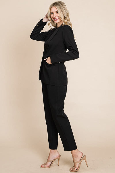 Single Breasted Blazer & High Waisted Pants Set