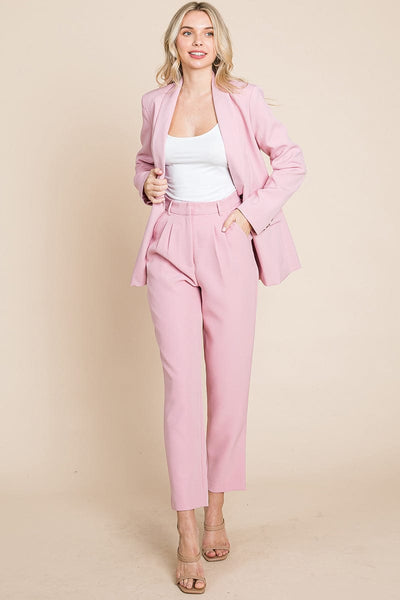 Single Breasted Blazer & High Waisted Pants Set